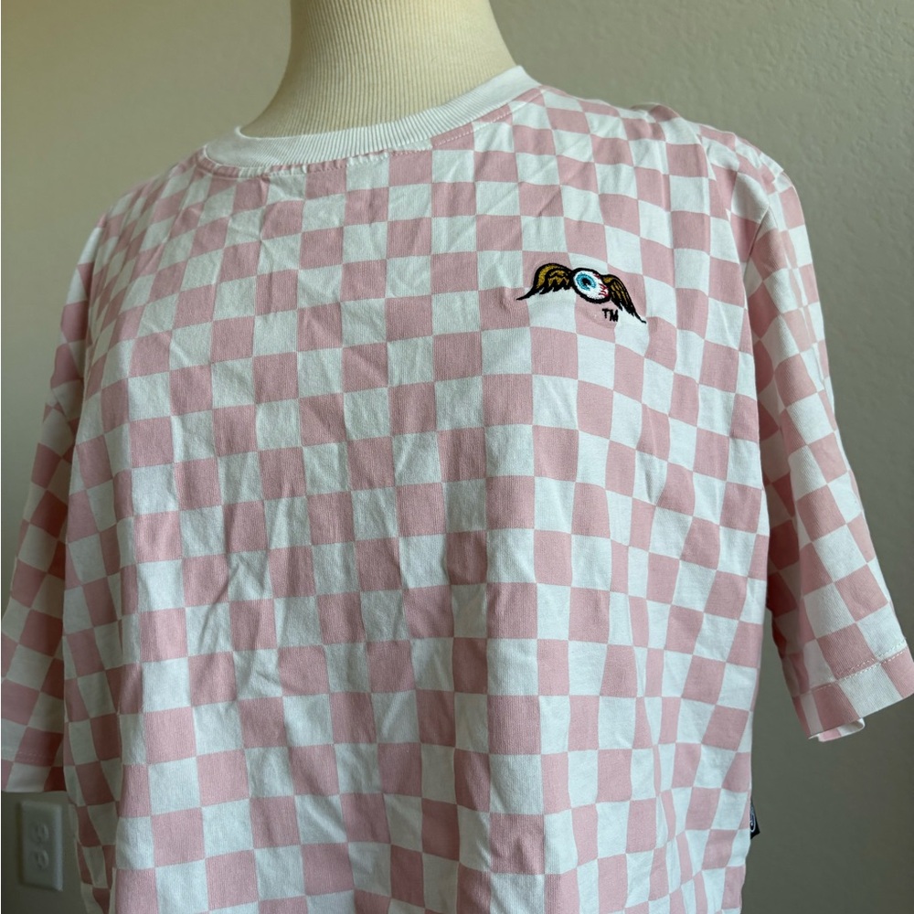 Von Dutch Pink and White Checkered Tee